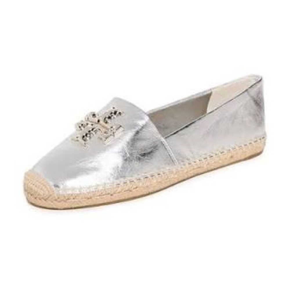Tory Burch Metallic Silver Espadrilles